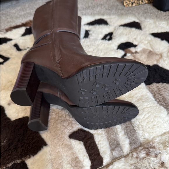 Ralph Lauren Elegant Brown Knee-High Manchester Buckled Dress Boots - Picture 6 of 8